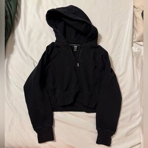 Athleta Girl Cropped Half Zip Hooded Black Pullover